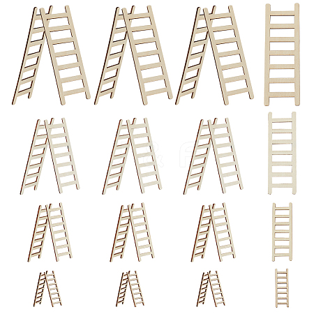 40Pcs 4 Style Unfinished Wooden Mini Ladders WOOD-OC0003-63-1