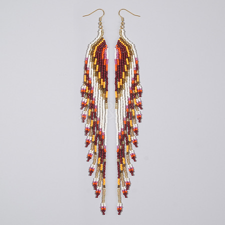 Bohemian Long Tassel Glass Seed Beaded Dangle Earrings for Women IW9172-3-1
