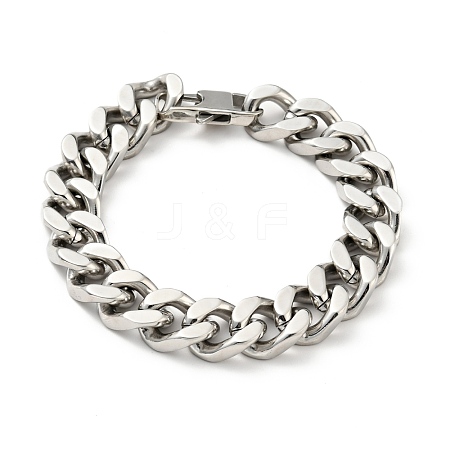 Non-Tarnish 201 Stainless Steel Curb Chain Bracelet for Men Women BJEW-H550-06B-P-1