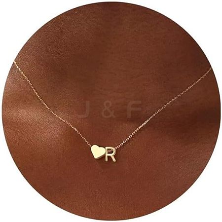 Simple Style Adjustable 316L Surgical Stainless Steel Heart and Initial Pendant Necklaces for Women WG95AEF-18-1