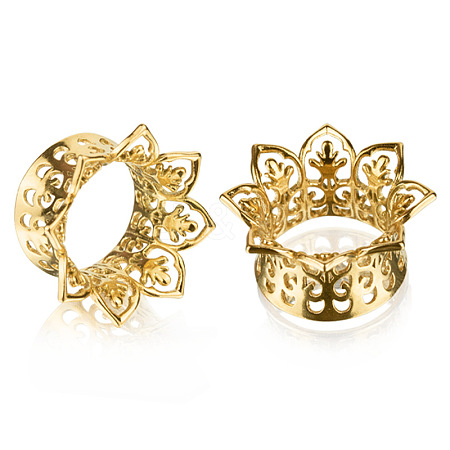 Hollow Out Flower Brass Alloy Ear Tunnels FS-WG7C815-09-1