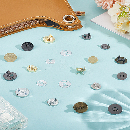 32Pcs 8 Styles Iron Magnetic Button Clasps Snaps Fastener Clasps IFIN-LP0001-26-1