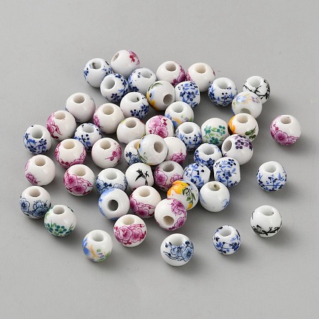 Handmade Porcelain Beads PORC-WH0009-13-1
