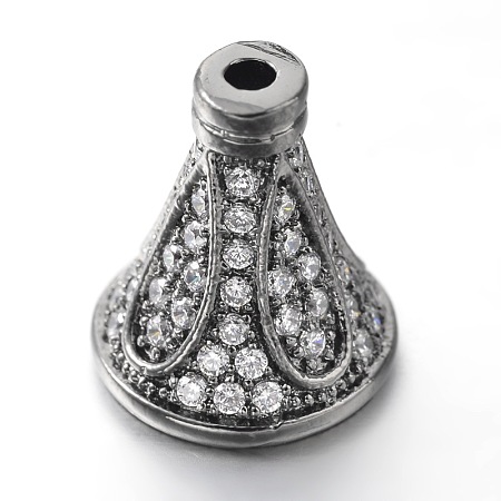 Brass Micro Pave Cubic Zirconia Bead Cones ZIRC-O019-B-02B-1