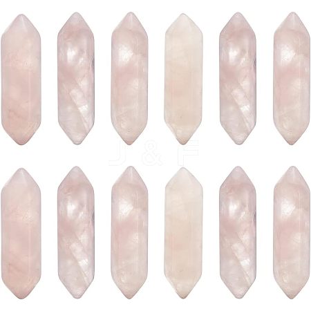 Olycraft Faceted Natural Rose Quartz Double Terminated Point Beads G-OC0003-61-1