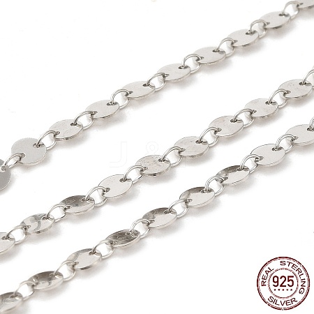 Anti-Tarnish Rhodium Plated 925 Sterling Silver Flat Round Link Chains STER-NH0001-27B-P-1