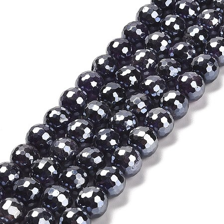 Electroplated Natural Amethyst Round Beads Strands G-L598-A05-03-1