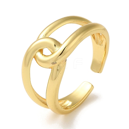 Rack Plating Brass Open Cuff Rings for Women RJEW-M162-35G-1