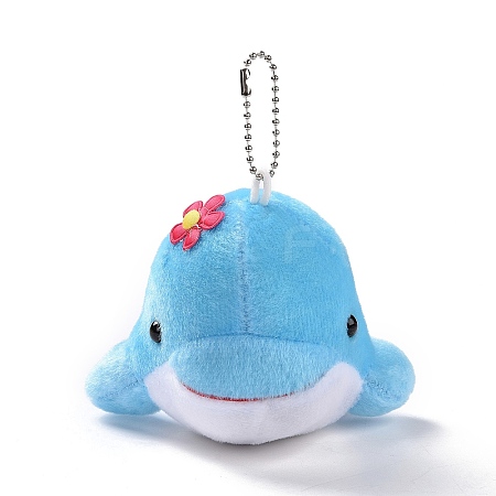 PP Cotton Mini Animal Plush Toys Dolphin Pendant Decoration X-HJEW-C002-01C-1