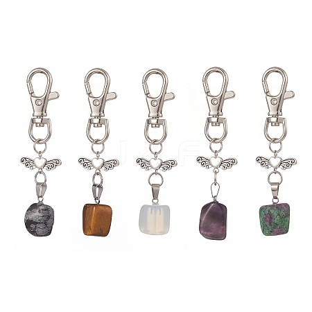 Natural & Synthetic Mixed Gemstone Pendants Decorations HJEW-JM00944-1