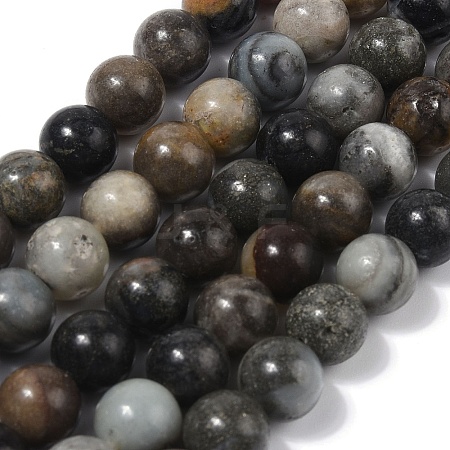 Natural Black Flower Amazonite Beads Strands G-G184-A05-01-1