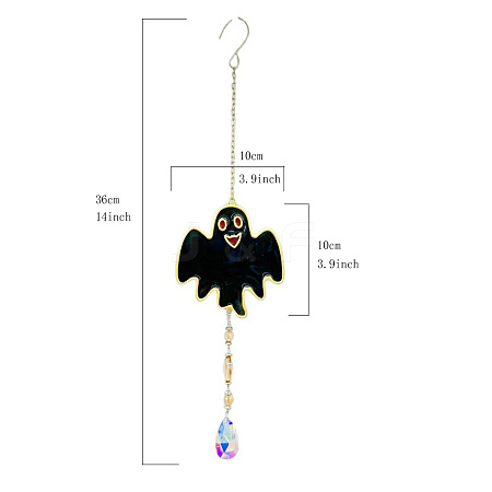 Halloween Ghost Alloy & Iron & Eanmel Wind Chime PW-WG4208F-02-1