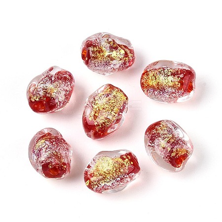 Handmade Foil Glass Beads Strands FOIL-N033-02A-1