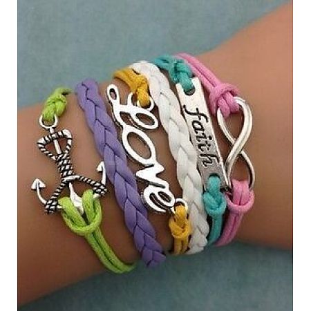 Suede & Imitation Leather Cord Knitted Multi-strand Bracelets WGD6FE3-03-1