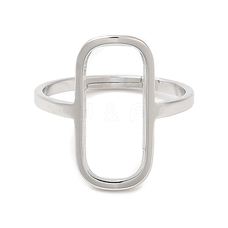 Non-Tarnish 304 Stainless Steel Hollow Rectangle Adjustable Ring for Women RJEW-M149-31P-1