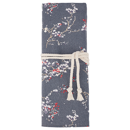 Flower Printed Polyester Cloth Knitting Tools Storage Roll Bags AJEW-WH20054-349B-1