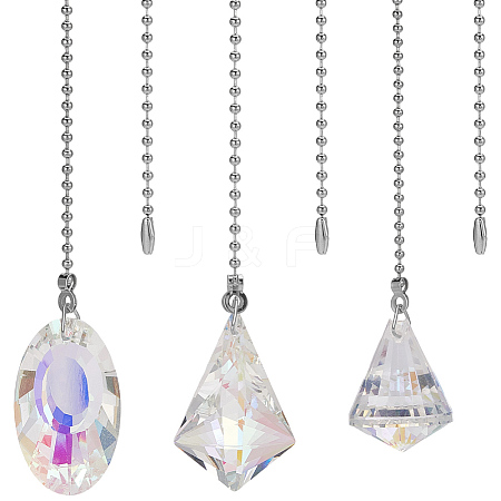 3Pcs 3 Styles Glass Charms Ceiling Fan Pull Chain Extenders HJEW-SP0001-73-1