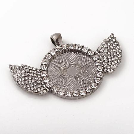Alloy Pendant Cabochon Setting ALRI-WH0005-11B-1