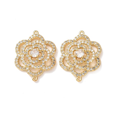 Brass Micro Pave Clear Cubic Zirconia Connector Charms CU-CBA4579-05G-E-1