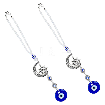 DICOSMETIC 2Pcs Blue Evil Eye Car Hanging Ornament HJEW-DC0001-12-1