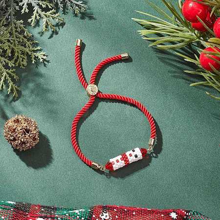 Christmas Handmade Glass Seed Beaded Slider Bracelets BJEW-MZ00226-03-1