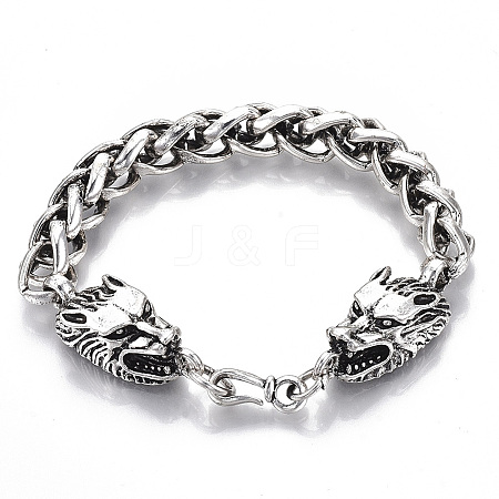 Men's Alloy Wheat Chain Bracelets X-BJEW-T014-07AS-1