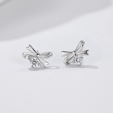 Delicate S925 Silver Zircon Butterfly Stud Earrings for Women. JR0703-2-1