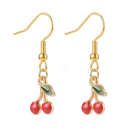Alloy Enamel Cherry Dangle Earrings EJEW-JE04834-1