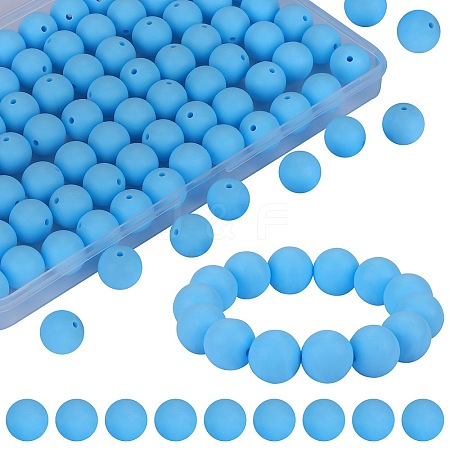 80Pcs Round Silicone Focal Beads SIL-SZ0001-24-10-1