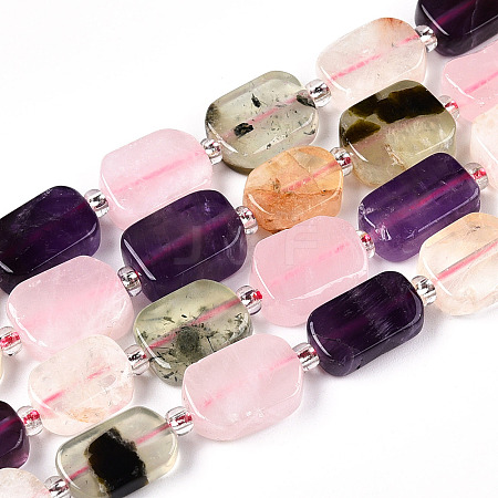 Natural Quartz Crystal & Amethyst & Rose Quartz & Prehnite Beads Strands G-T138-20-1