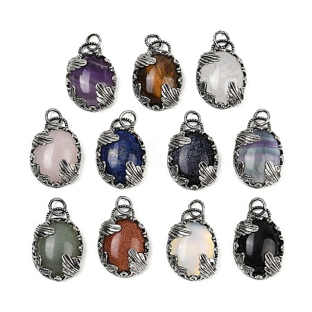 Natural & Synthetic Mixed Gemstone Pendants G-Z101-02AS-1