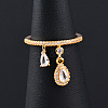 Teardrop Brass Micro Pave Clear Cubic Zirconia Cuff Rings for Women FS-WGF79F5-02-1