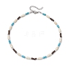 Summer Beach Synthetic Turquoise & Natural Coconut Round Heishi Beaded Necklaces NJEW-JN05211-4