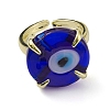 Lampwork Evil Eye Open Cuff Ring RJEW-M147-01LG-08-3