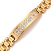 Clear Cubic Zirconia Rectangle Link Bracelet BJEW-G649-02G-1