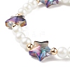 Glass Pearl & Star Beaded Stretch Bracelet for Women BJEW-JB08389-5