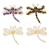Natural Gemstone & Brass & Iron Brooches JEWB-H034-01G-1