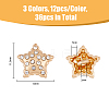 SUPERFINDINGS 36Pcs 3 Colors 1-Hole Alloy Rhinestone Shank Buttons BUTT-FH0001-004-2