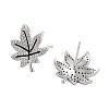 Rack Plating Leaf Brass Stud Earrings EJEW-N055-36P-RS-2