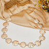 1Pc Alloy Textured Coin Link Chain Body Waist Chains for Women AJEW-GF0013-43-4