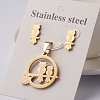 304 Stainless Steel Pendants and Ear Studs Jewelry Sets SJEW-F052-35-1