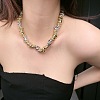 Two Tone Alloy Irregular Twist Beaded Necklaces for Women NJEW-Z043-01PG-02-1