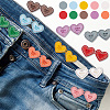 GOMAKERER 10 Sets 10 Colors Heart Shape Spray Painted Alloy Rhinestone Adjustable Jean Button Pins DIY-GO0001-32-4