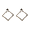 304 Stainless Steel Hollow Rhombus Stud Earrings EJEW-C118-04C-1