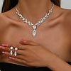 Leaf Brass Rhinestone Stud Earrings & Pendant Necklaces Set for Women SJEW-M102-01S-1
