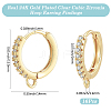 6 Pairs Brass Micro Pave Clear Cubic Zirconia Hoop Earring Findings KK-BBC0027-48A-2