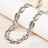 Ocean Beach 304 Stainless Steel Shell Shape Link Chain Necklaces for Women STAS-H258-01P-3