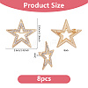 8Pcs Star Alloy Rhinestone Lapel Pinks for Backpack Clothes JEWB-DC0001-35G-2