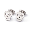 Non-Tarnish 304 Stainless Steel Tiny Hollow Out Skull Stud Earrings for Women STAS-A065-05P-1