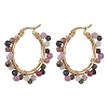 2 Pairs 2 Styles Natural Multicolor Tourmaline  Hoop Earrings EJEW-JE06942-4